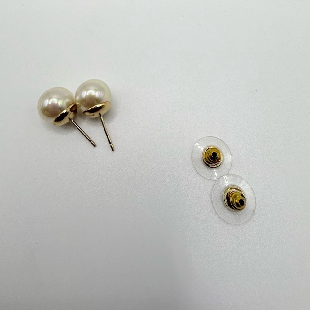 Faux Pearl Stud Earrings – Sterling Silver Posts - Picture 2 of 4